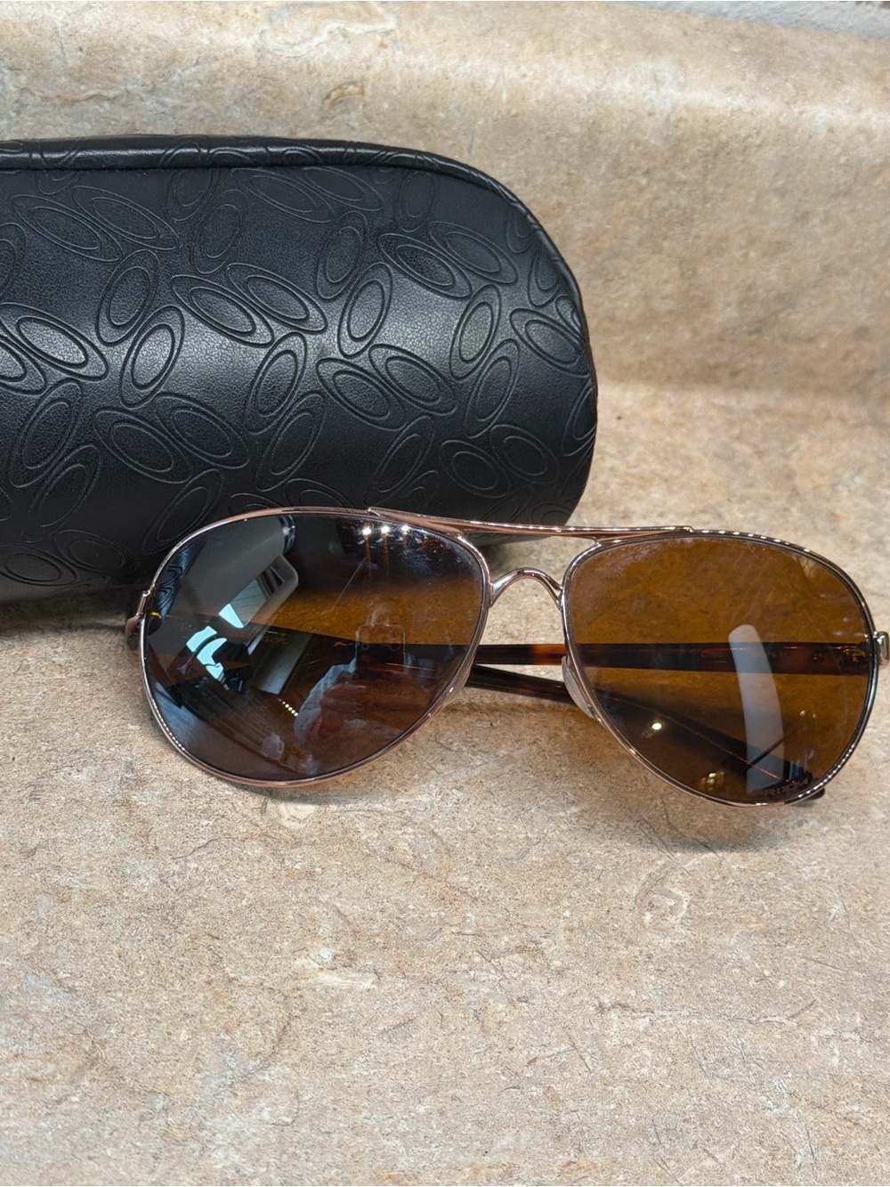Oakley Feedback Aviator Sunglasses with Brown Gradient Lenses